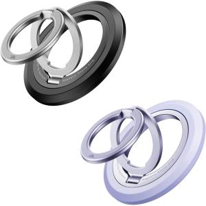 imageSYNCWIRE Phone Ring Holder Grip for MagSafe 360 Rotation Magnetic Cell Phone Grip Stand TwoSided Magnetic Compatible with iPhone 16 15 14 13 12 Pro Max fits MagSafe Accessories  BlackPurple