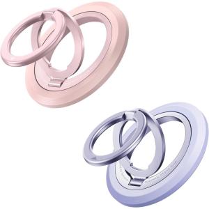 imageSYNCWIRE Phone Ring Holder Grip for MagSafe 360 Rotation Magnetic Cell Phone Grip Stand TwoSided Magnetic Compatible with iPhone 16 15 14 13 12 Pro Max fits MagSafe Accessories  PinkPurple