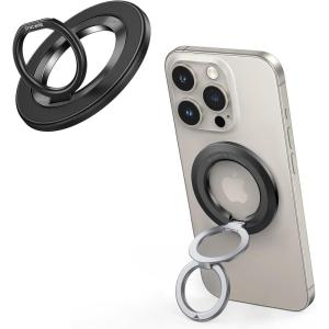 imageSYNCWIRE Upgraded Magnetic Phone Ring Holder for MagSafe and DoubleLoop Magnet Cell Phone Grip Finger Ring Kickstand