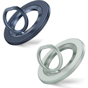 imageSyncwire Magnetic Phone Ring Holder for MagSafe 2 Pack Magnetic Phone Ring Stand Finger Grip Kickstand with TwoSided Compatible iPhoneAndroidMagSafe Accessories Titanium BlueGreen