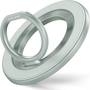 imageSYNCWIRE Magnetic Phone Ring Holder for MagSafe 2 Pack 360 Rotation Dual Sided Magnet Grip Cell Phone Ring Stand Finger Kickstand Compatible with iPhone 17 16 15 14 13 12 Pro Max fits MagSafeSingle Ring1PCSGreen