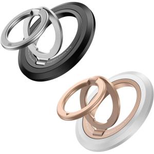 imageSYNCWIRE Magnetic Phone Ring Holder for MagSafe 2 Pack 360 Rotation Dual Sided Magnet Grip Cell Phone Ring Stand Finger Kickstand Compatible with iPhone 17 16 15 14 13 12 Pro Max fits MagSafeDual Ring2PCSBlackPearl Gold