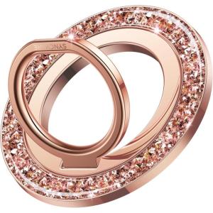 imageSYNCWIRE Magnetic Phone Ring Holder for MagSafe 2 Pack 360 Rotation Dual Sided Magnet Grip Cell Phone Ring Stand Finger Kickstand Compatible with iPhone 17 16 15 14 13 12 Pro Max fits MagSafeSingle Ring1PCSGlitter Rose Gold